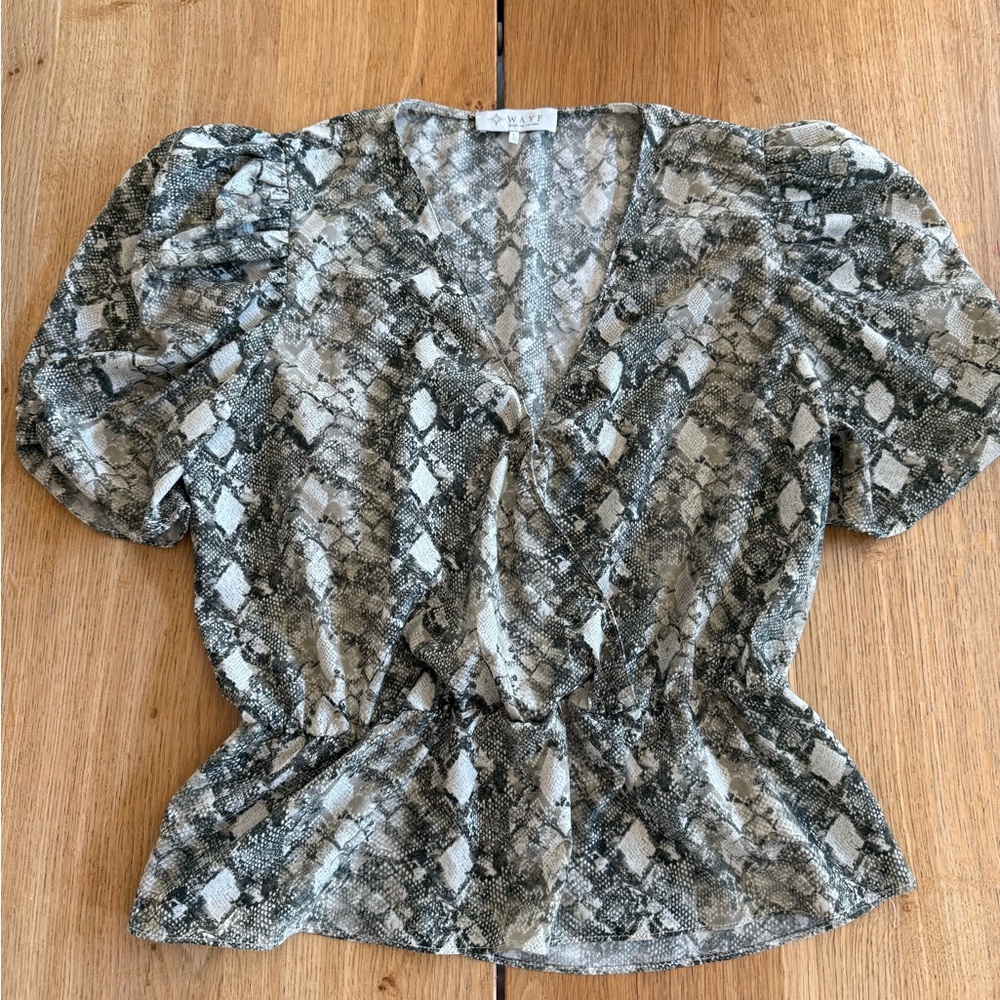 Wayf Gray Snake Print Blouse